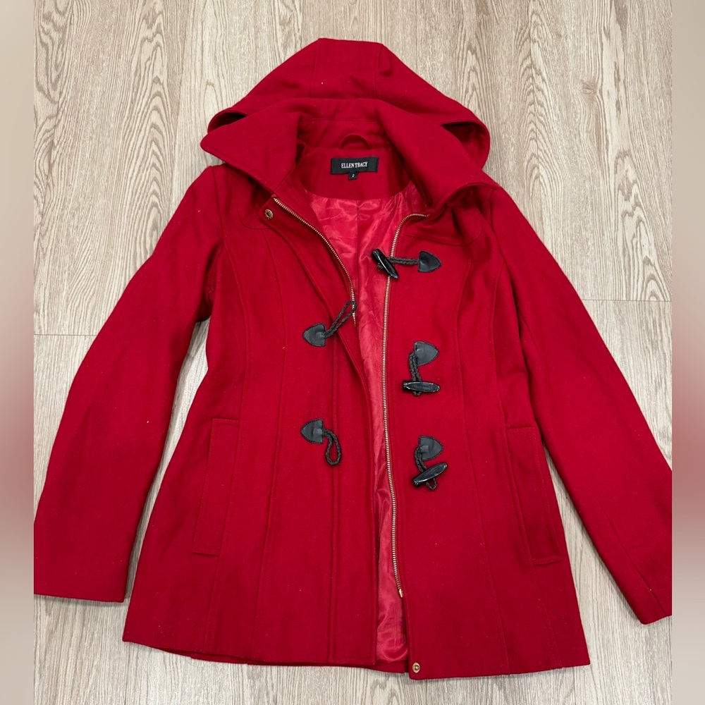 Ellen Tracy Women Red Wool Coat- Size 2